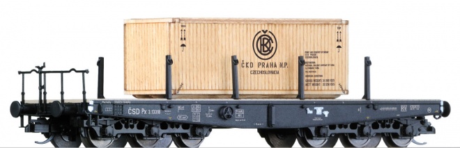 6 axle Flat car loaded with wooden crate<br /><a href='images/pictures/Tillig/164061_c.jpg' target='_blank'>Full size image</a>